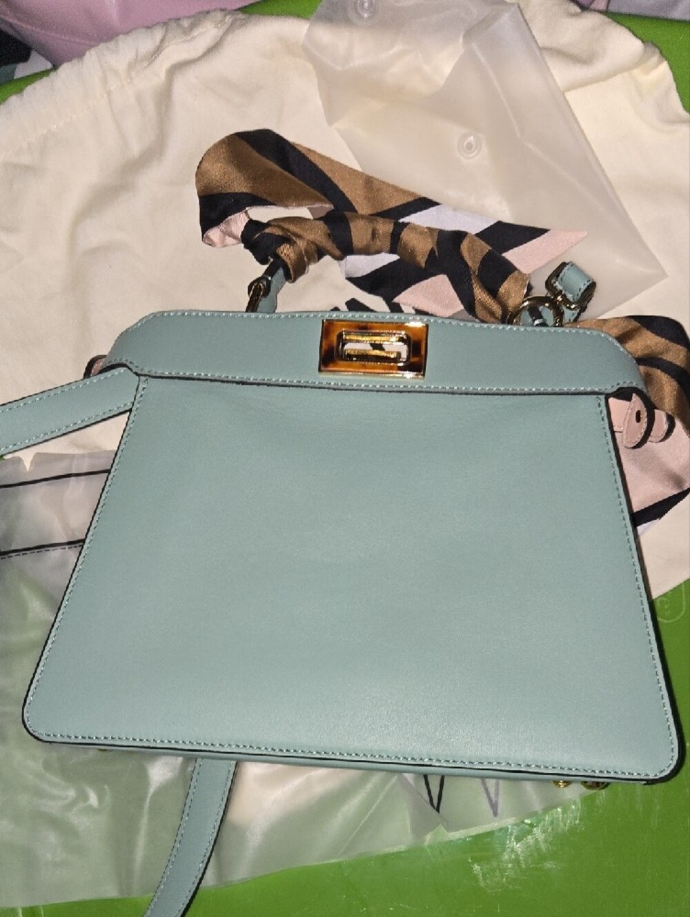 RARE Tortoise Fendi Peekaboo Lambskin 2way Small Iseeu Tortoishell